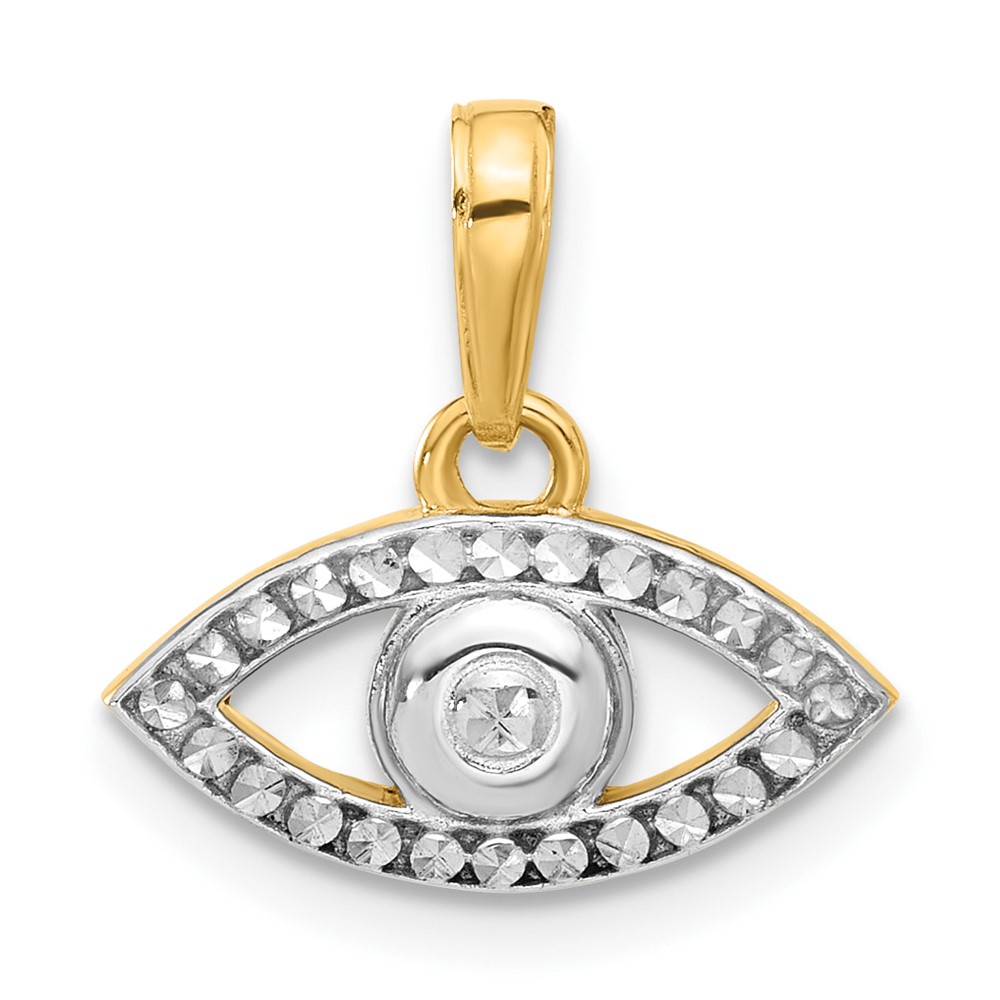C4895.jpg 14K and White Rhodium Diamond-cut Evil Eye Pendant - Image 1