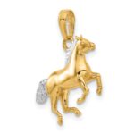 14K and White Rhodium Diamond-cut 3-D Horse Pendant - Image 4