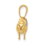 14k and White Rhodium Diamond-cut 3-D Bull Pendant - Image 2