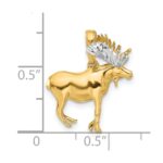 14K and White Rhodium Diamond-cut 3-D Moose Pendant - Image 5