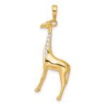14K and White Rhodium Diamond-cut 3-D Giraffe Pendant - Image 3
