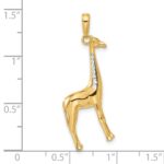 14K and White Rhodium Diamond-cut 3-D Giraffe Pendant - Image 5