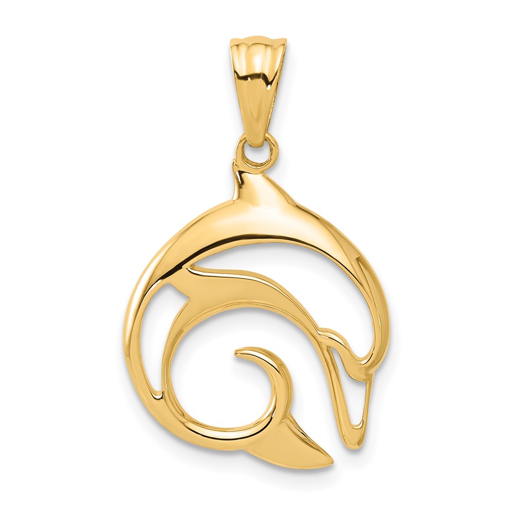 C4910.jpg 14K Polished Cut Out Dolphin Pendant - Image 1