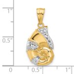 14K with White Rhodium Polished and Diamond Cut Nautilus Shell Pendant - Image 4