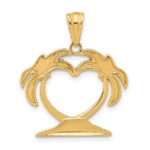 14K with White Rhodium Palm Tree Heart Pendant - Image 3