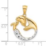 14K with White Rhodium Diamond Cut Mermaid Pendant - Image 4