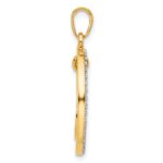 14k and White Rhodium Diamond-cut Anchor Dangle in Circle Pendant - Image 2