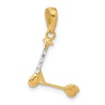 14K and White Rhodium Diamond-cut 3-D Scooter Pendant