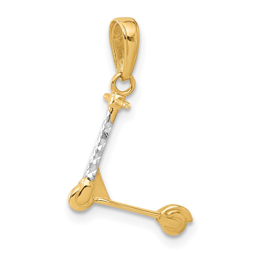C4925.jpg 14K and White Rhodium Diamond-cut 3-D Scooter Pendant - Image 1
