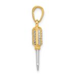 14K and White Rhodium Diamond-cut 3-D Flathead Screwdriver Pendant - Image 2