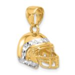 14k and White Rhodium Diamond-cut 3-D Football Helmet Pendant - Image 4