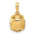 14k and White Rhodium Diamond-cut Wrestling Helmet Pendant - Image 3
