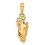 14k and White Rhodium Diamond-cut Soccer Cleat Pendant - Image 3