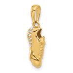 14k and White Rhodium Diamond-cut Soccer Cleat Pendant - Image 4