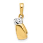 14k and White Rhodium Diamond-cut Boxing Glove Pendant