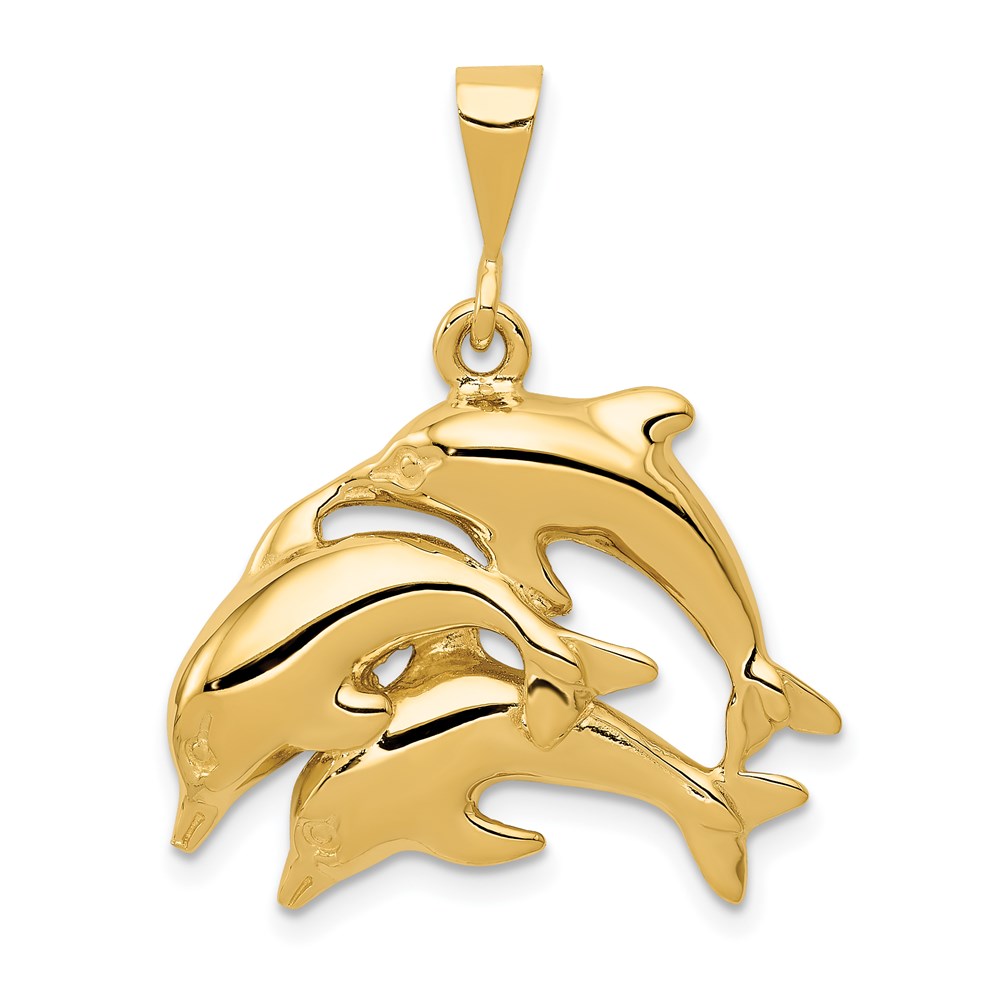 C494.jpg 14k Polished Three Dolphin Charm - Image 1