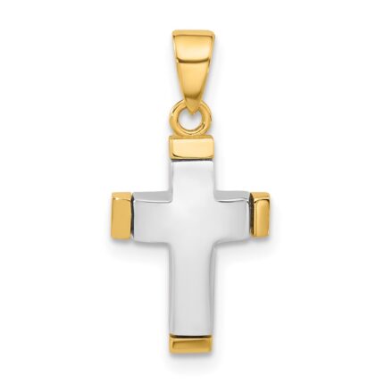 14K Two-tone Polished Cross Pendant