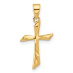 14K Polished Angled Cross Pendant