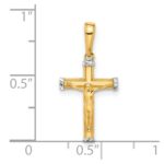 14k and White Rhodium Diamond-cut Crucifix Cross Pendant - Image 4