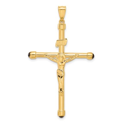 14K Polished Crucifix with Onyx Tips Pendant