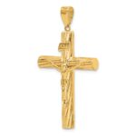 14K Polished and Textured Crucifix Pendant - Image 4