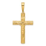 14K Polished and Textured Crucifix Pendant