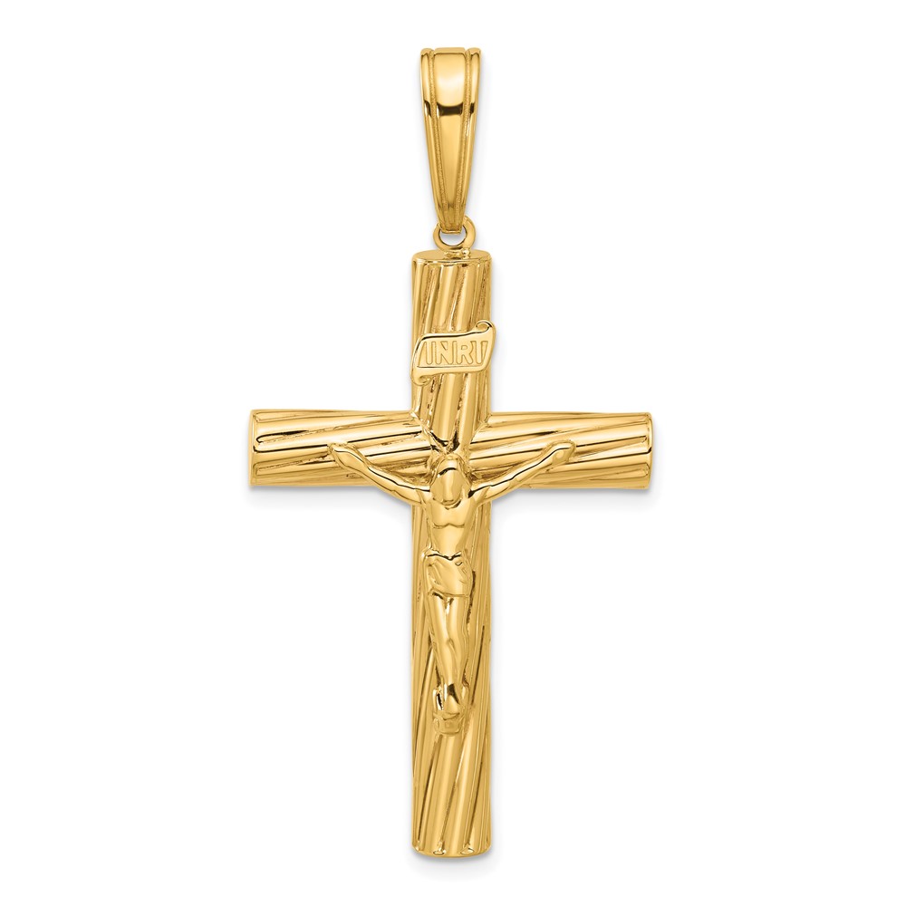 C4963.jpg 14K Polished and Textured Crucifix Pendant - Image 1
