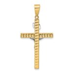 14K Two-tone Polished and Diamond-cut Crucifix Pendant - Image 3