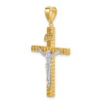 14K Two-tone Polished and Diamond-cut Crucifix Pendant - Image 4