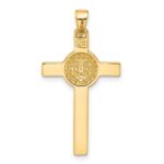 14K Two-tone with White Rhodium Crucifix and St Benedict Pendant - Image 3