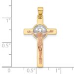 14K Two-tone with White Rhodium Crucifix and St Benedict Pendant - Image 4