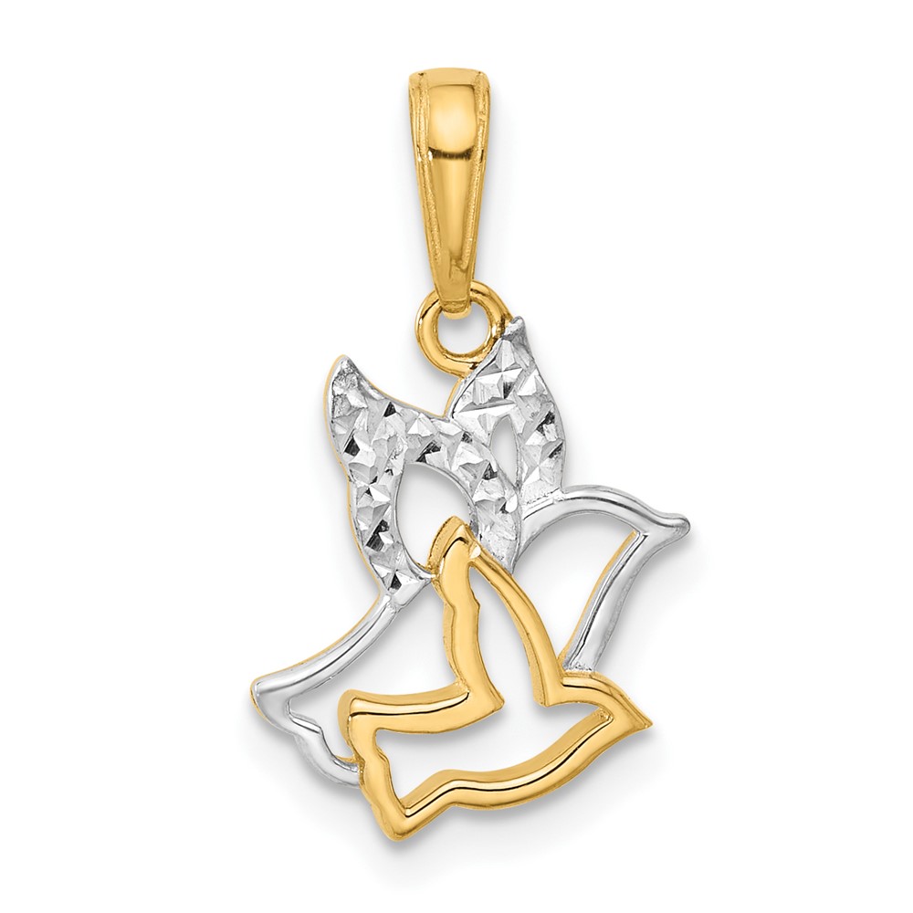 C4973.jpg 14K with White Rhodium Diamond-cut Doves Pendant - Image 1