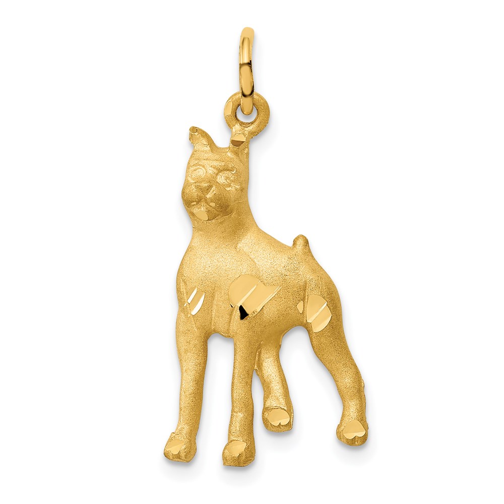 C528.jpg 14k Satin Diamond-cut Boxer Dog Charm - Image 1