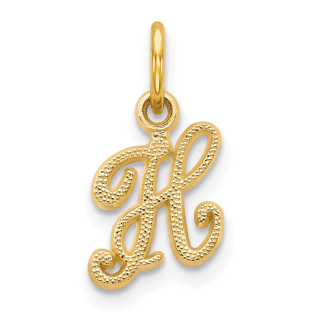 C564H.jpg 14KY Script Letter H Initial Charm - Image 1