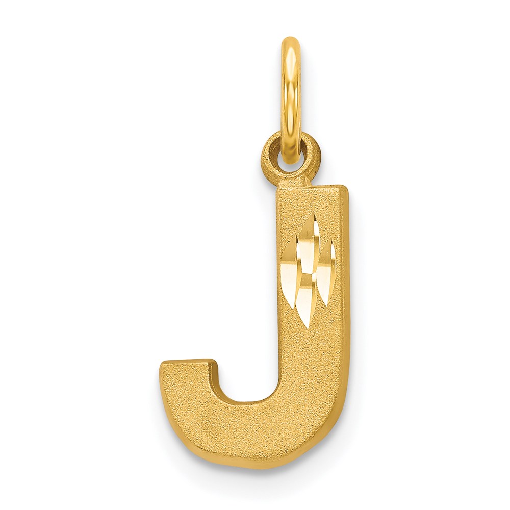 C566J.jpg 14KY Satin Diamond-cut Letter J Initial Charm - Image 1