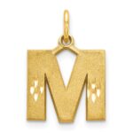14KY Satin Diamond-cut Letter M Initial Charm