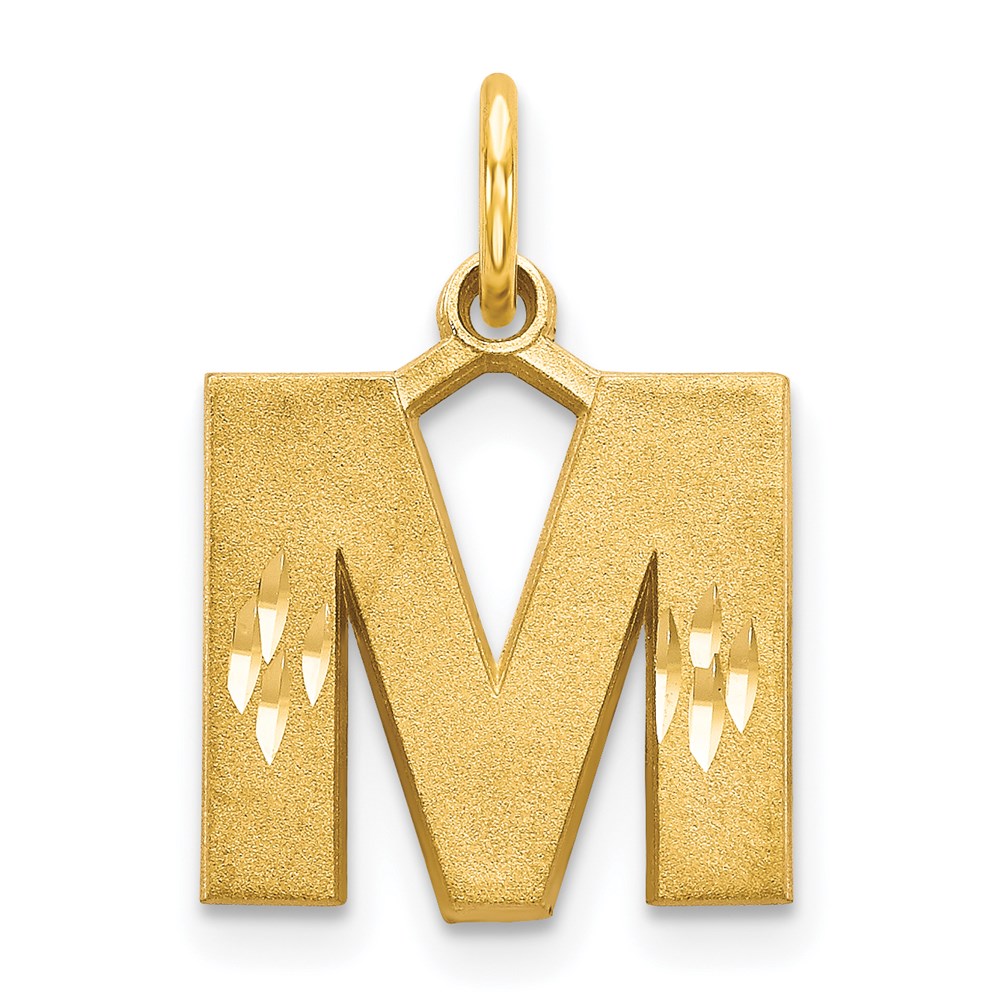 C566M.jpg 14KY Satin Diamond-cut Letter M Initial Charm - Image 1
