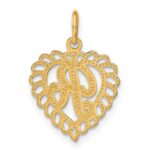 14k Heart Letter R Charm - Image 3