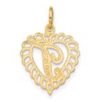 14k Heart Letter T Charm - Image 3