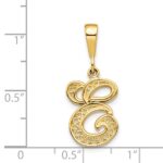 14KY Polished Script Filigree Letter E Initial Pendant - Image 4
