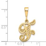 14KY Polished Script Filigree Letter F Initial Pendant - Image 4
