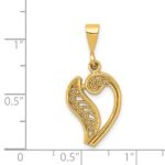 14KY Polished Script Filigree Letter V Initial Pendant - Image 4