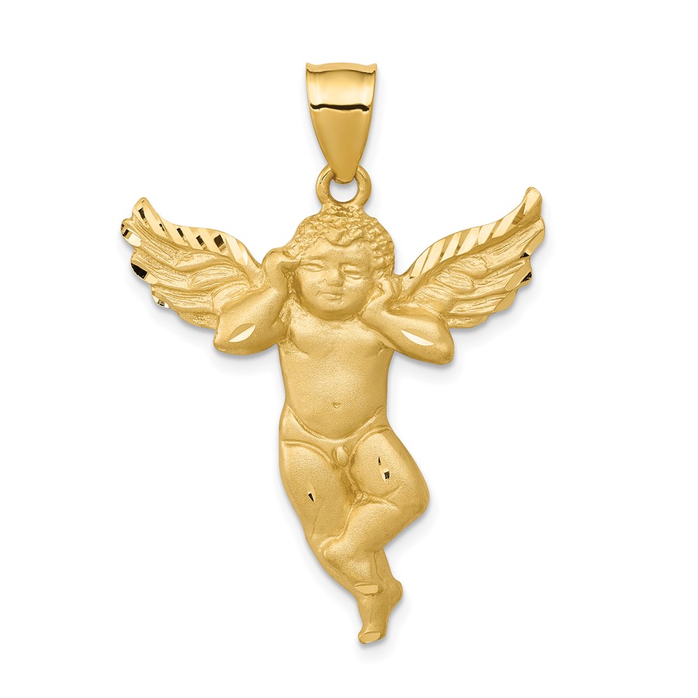 C7.jpg 14K Satin Diamond-cut Angel Pendant - Image 1