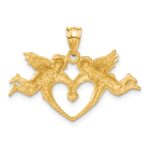 14k Satin Diamond-cut Angels with Heart Pendant - Image 3