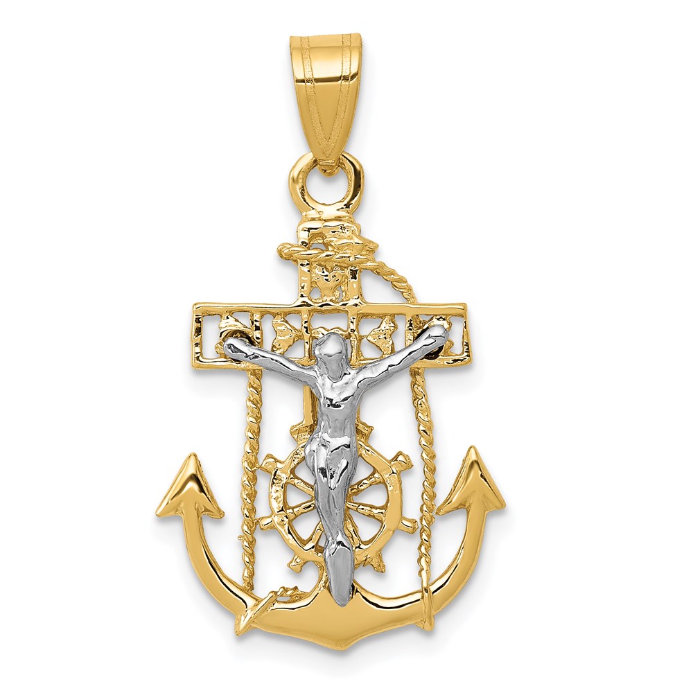 C811.jpg 14k Two-tone Mariners Cross Pendant - Image 1