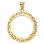 Wideband Distinguished Coin Jewelry 14k Polished Wide Twisted Wire 22.0mm Prong Coin Bezel Pendant - Image 3