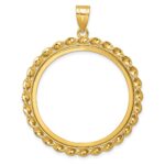 Wideband Distinguished Coin Jewelry 14k Polished Wide Twisted Wire 32.7mm Prong Coin Bezel Pendant
