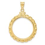 Wideband Distinguished Coin Jewelry 14k Polished Wide Twisted Wire 22.0mm x 1.9mm Screw Top Coin Bezel Pendant - Image 3