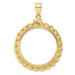 Wideband Distinguished Coin Jewelry 14k Polished Wide Twisted Wire 27.0mm x 2.35mm Screw Top Coin Bezel Pendant