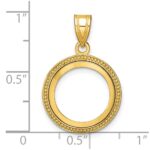 Wideband Distinguished Coin Jewelry 14k Polished and Beaded 14.0mm Prong Coin Bezel Pendant - Image 4